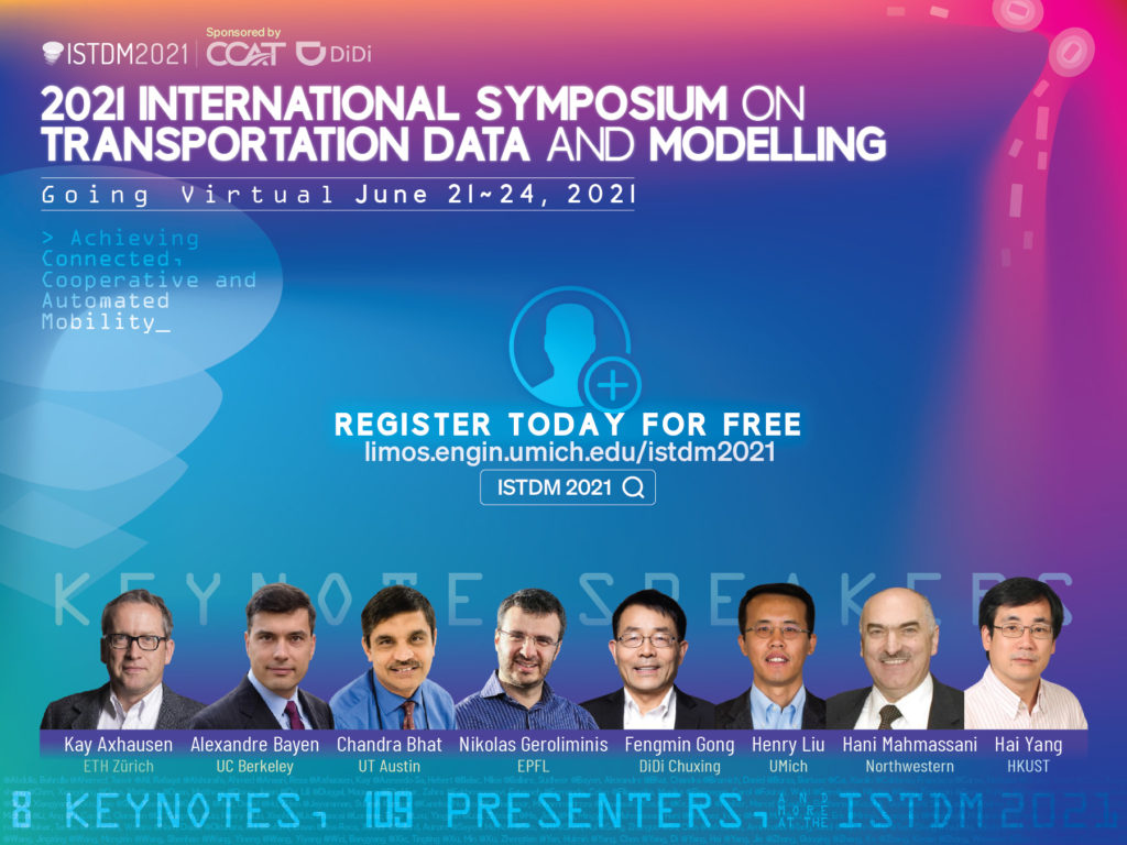 2021 International Symposium on Transportation Data and Modeling Image which features headshots of speakers