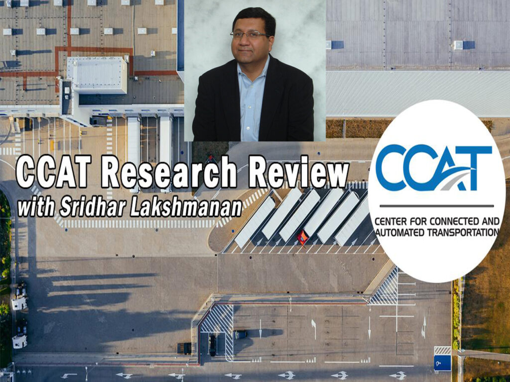 Banner for CCAT Research Review with Sridhar Lakshmanan. It features their headshot and job title. The link directs to the VOD of the presentation on YouTube.