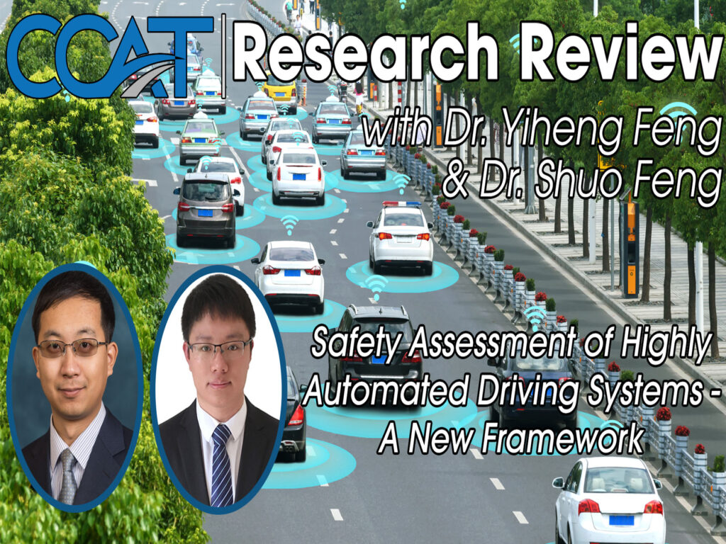 Banner for CCAT Research Review with Yiheng Feng and Shuo Feng. It features their headshots and job titles. The link directs to the event page on the CCAT website.