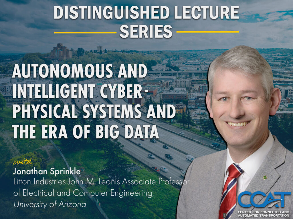 Banner for CCAT Distinguished Lecture Series with Jonathan Sprinkle. It features their headshot and job title. The link directs to the VOD of the presentation on YouTube.
