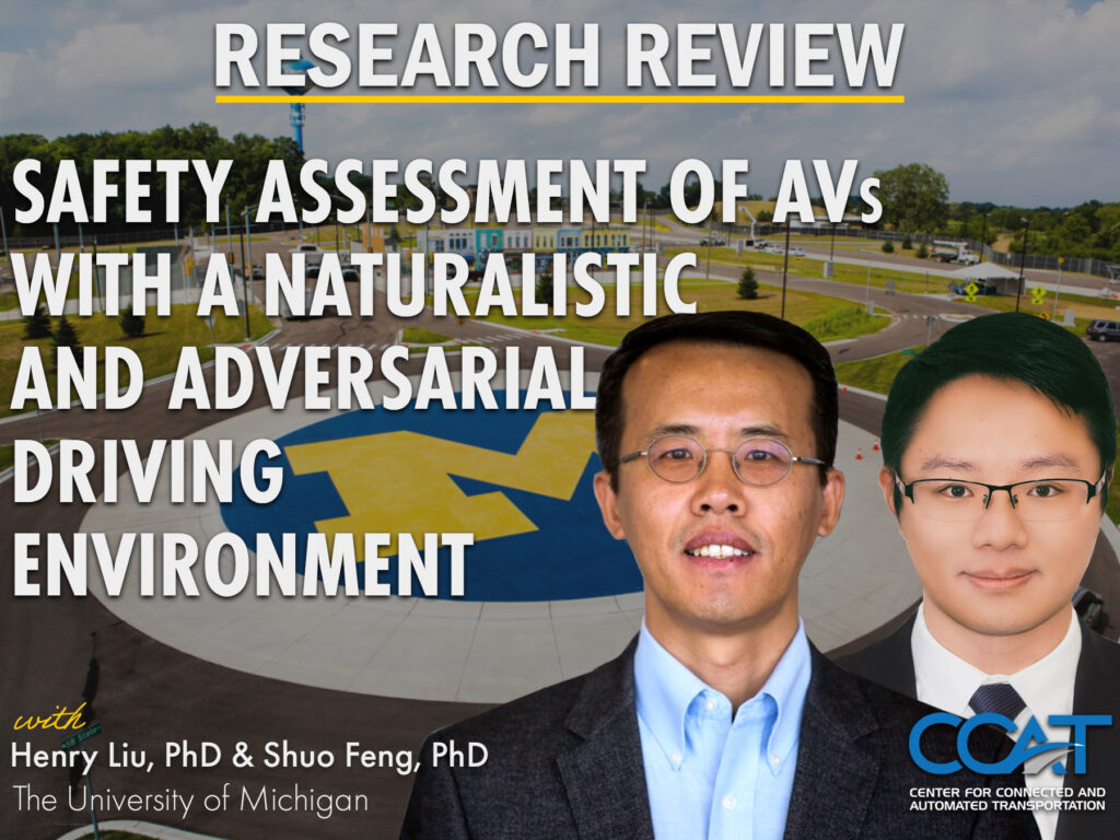 Banner for CCAT Research Review with Henry Liu and Shuo Feng. It features their headshots and job titles. The link directs to the event page on the CCAT website.