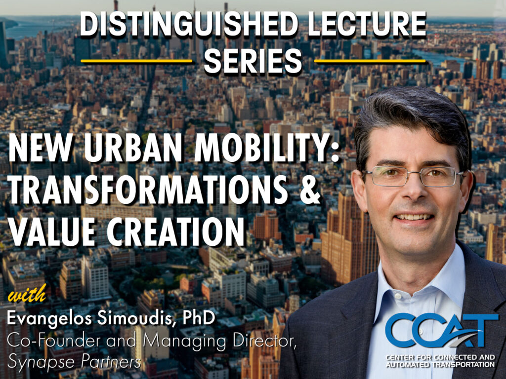 Banner for CCAT Distinguished Lecture Series with Evangelos Simoudis. It features their headshot and job title. The link directs to the event page on the CCAT website.
