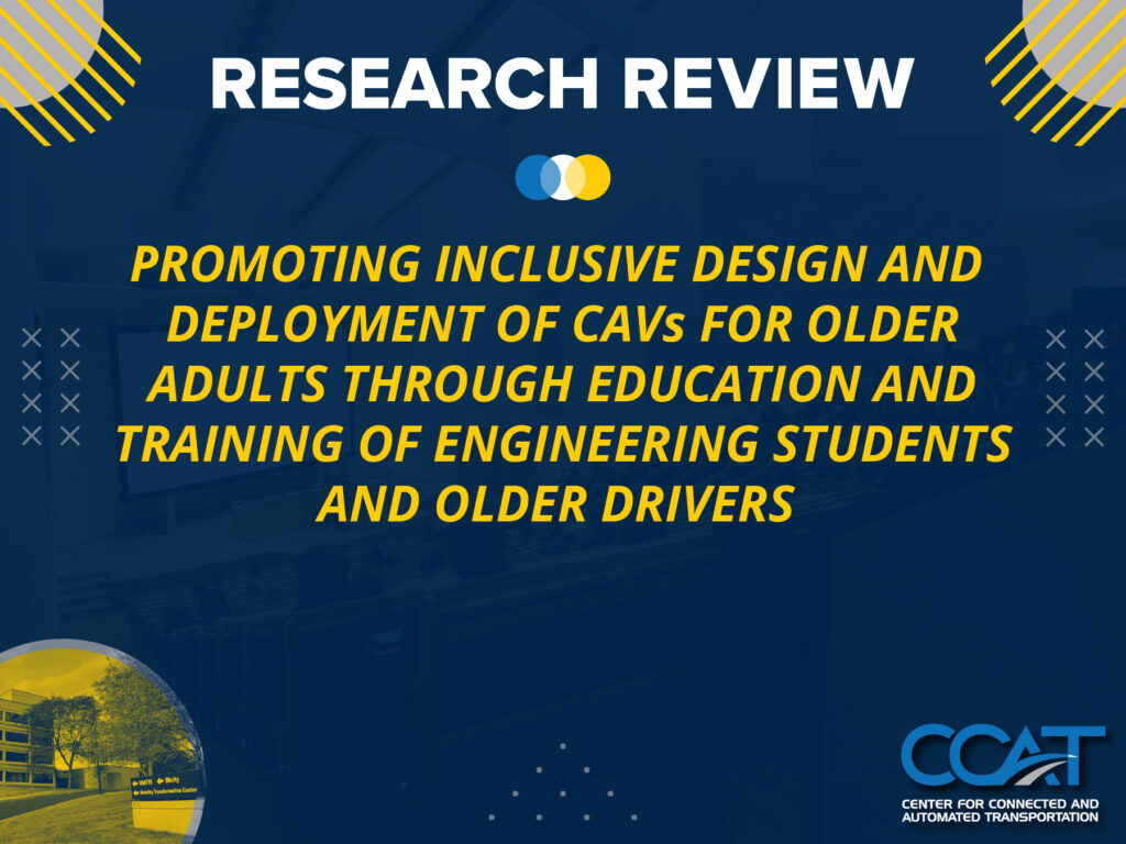 Banner for the CCAT Research Review/Student Poster Session. It features an image of the UMTRI Building at the CCAT logo. The link directs to the event page on the CCAT website.