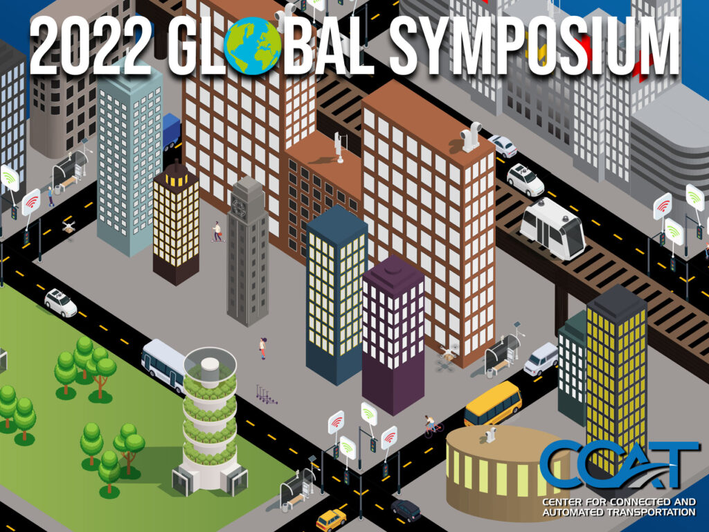 3D animated city with the CCAT logo. The link directs to the 2022 Global Symposium event page.