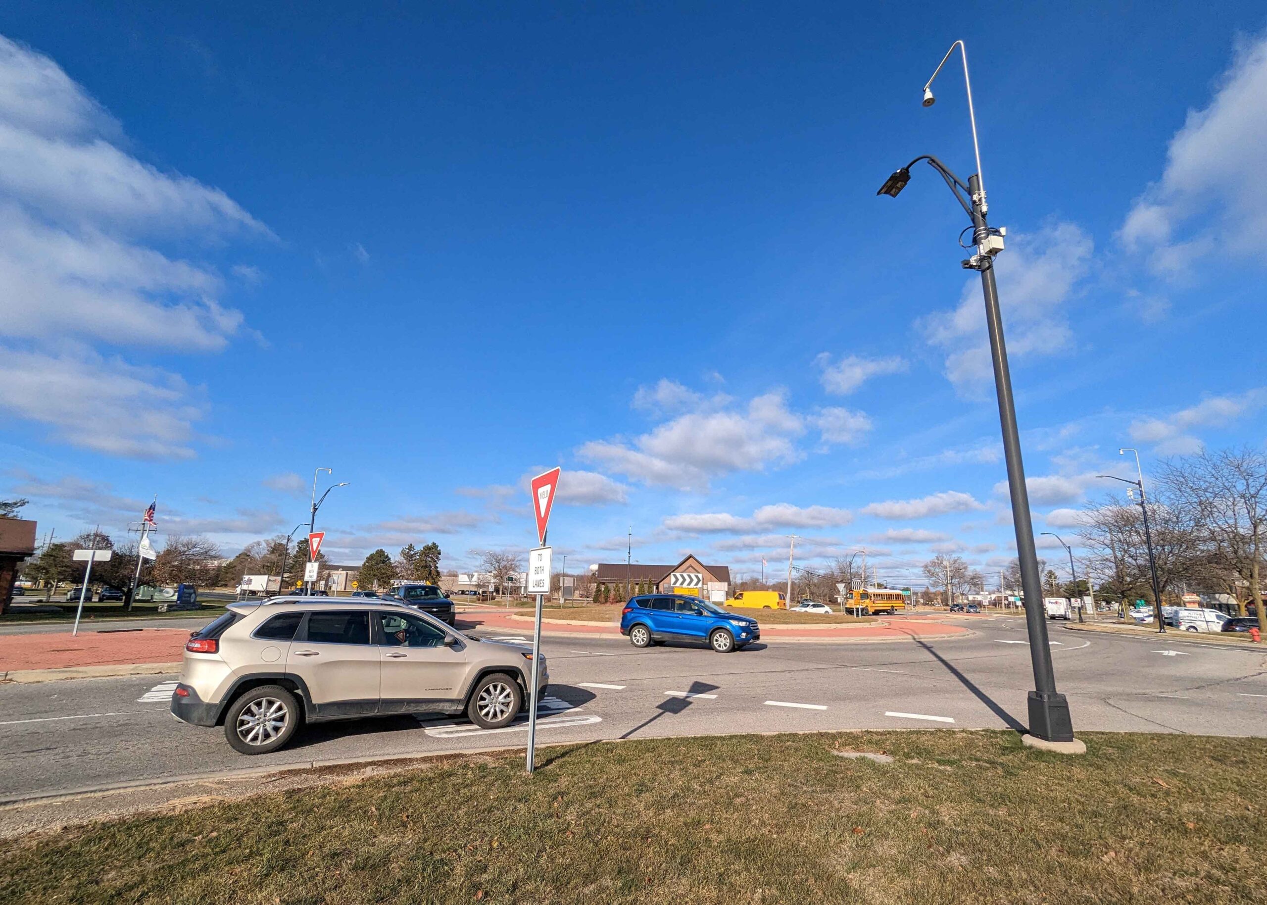 Photograph of the State Street Ellsworth Road Roundabout.