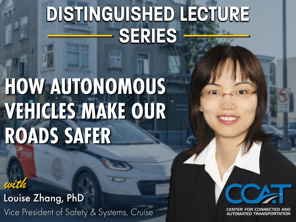 Banner for CCAT Distinguished Lecture Series with Louise Zhang. It features their headshot and job title. 