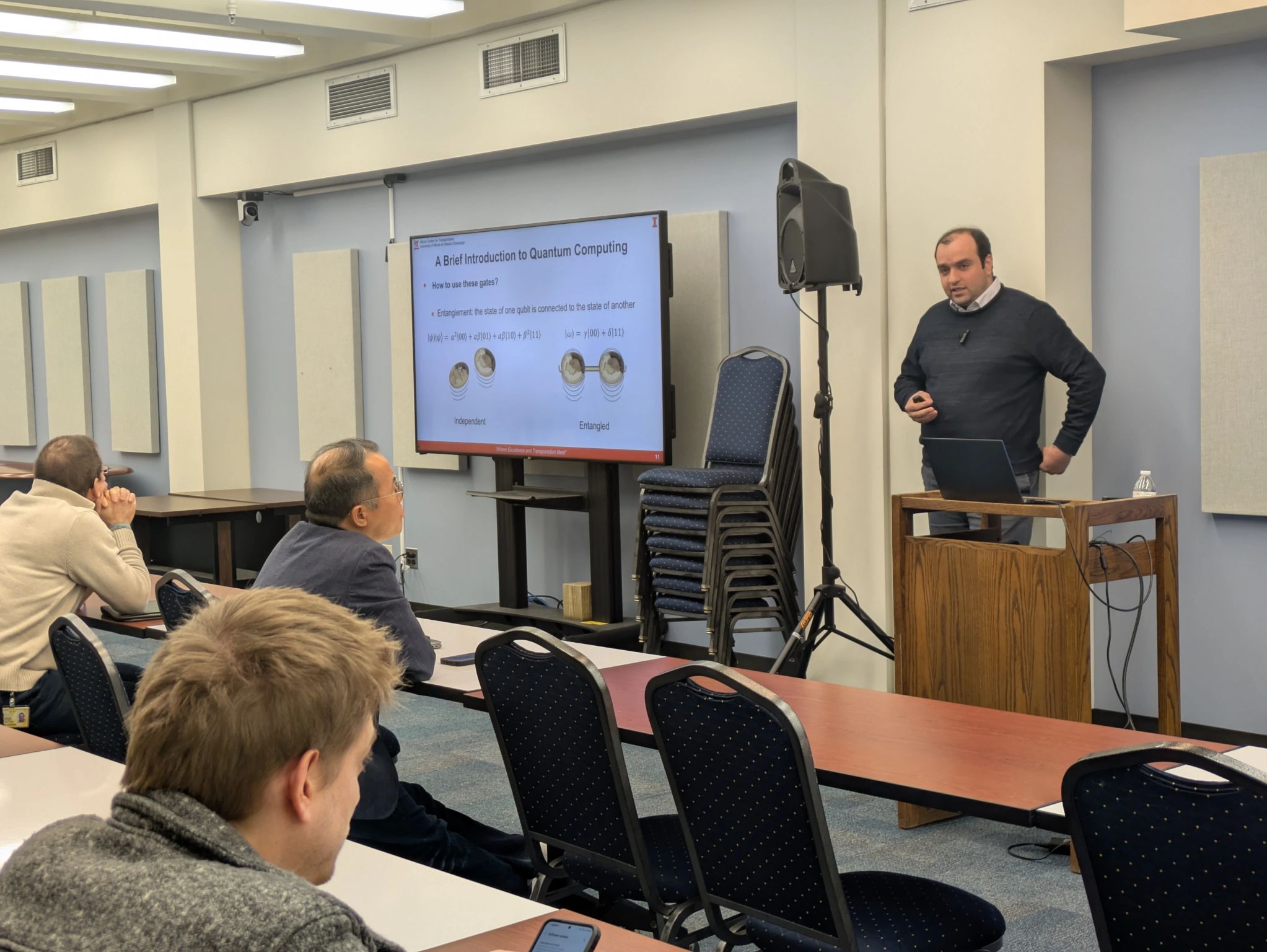 Photo of Alireza Talebpour presenting during the CCAT Research Review