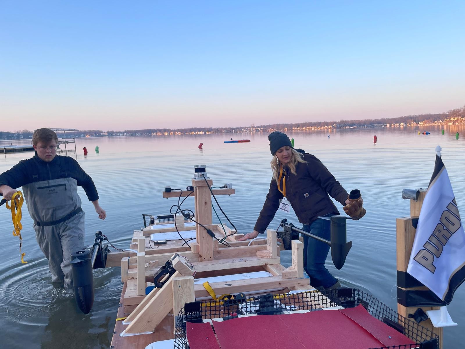 Purdue University Team in the water