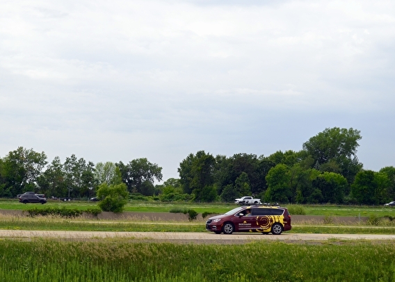 Minnesota Research Vehicle drives on the roadway
